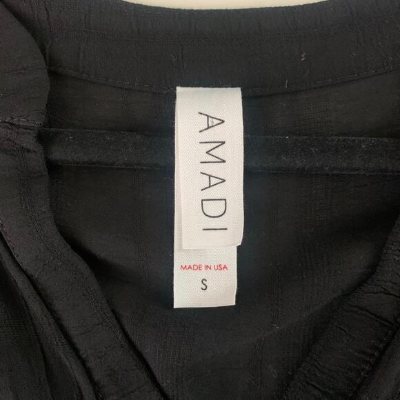 AMADI Dress Rossi Small Black Ruffled Boho Drop Waist V-Neck Tunic Anthropologie - Picture 10 of 13